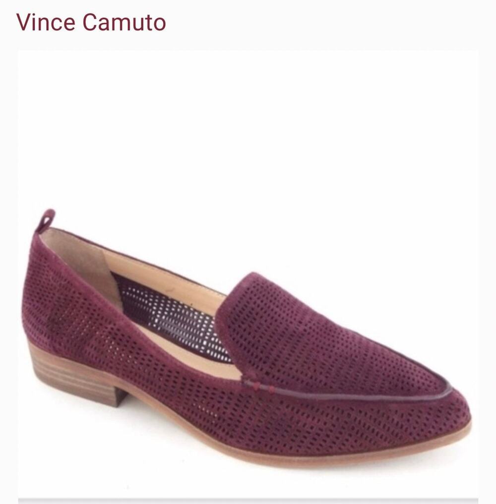 Vince Camuto Kade cut out slip on flat leather loafer burgundy women shoes 9 new